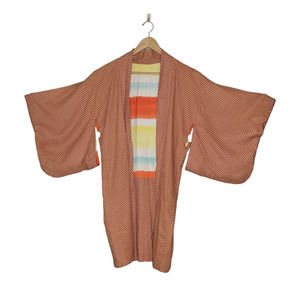 Authentic Handmade Reversible Kimono - Orange/ Yellow Dots & Blue/ Orange Stripe